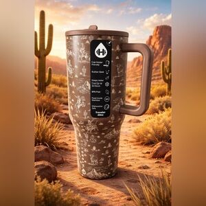 *New* HydroJug Desert Drift Brown Western Print 40oz Traveler Tumbler